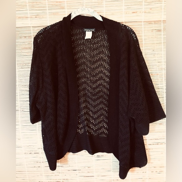 Intriguing Threads Black Made in USA Chevron Lace Jacket Cover-up Size 3X - Picture 1 of 5